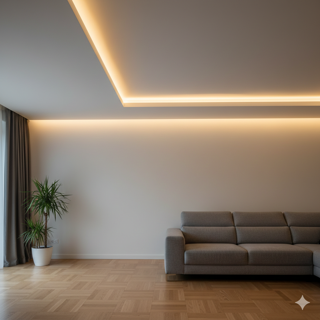 İç cephe alçıpan bölme duvar ışık bandı